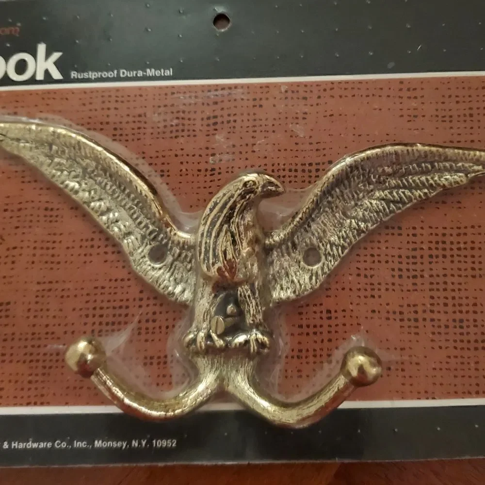 Brass Eagle Coat Hook , Eagle/ Like Bird Rust Proof ‎ Dura- Metal Home Decor Vtg